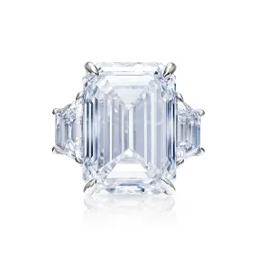 Leighton 23 Carat G VVS2 Emerald Cut Lab Grown Diamond Engagement Ring in Platinum. GIA Certified