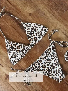 Leopard Halter Bikini Female Swimsuit Brazilian Micro Bikini