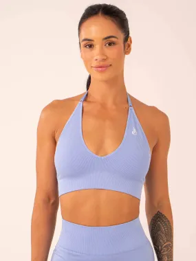 Lift Rib Seamless Halter Sports Bra - Cornflower Blue