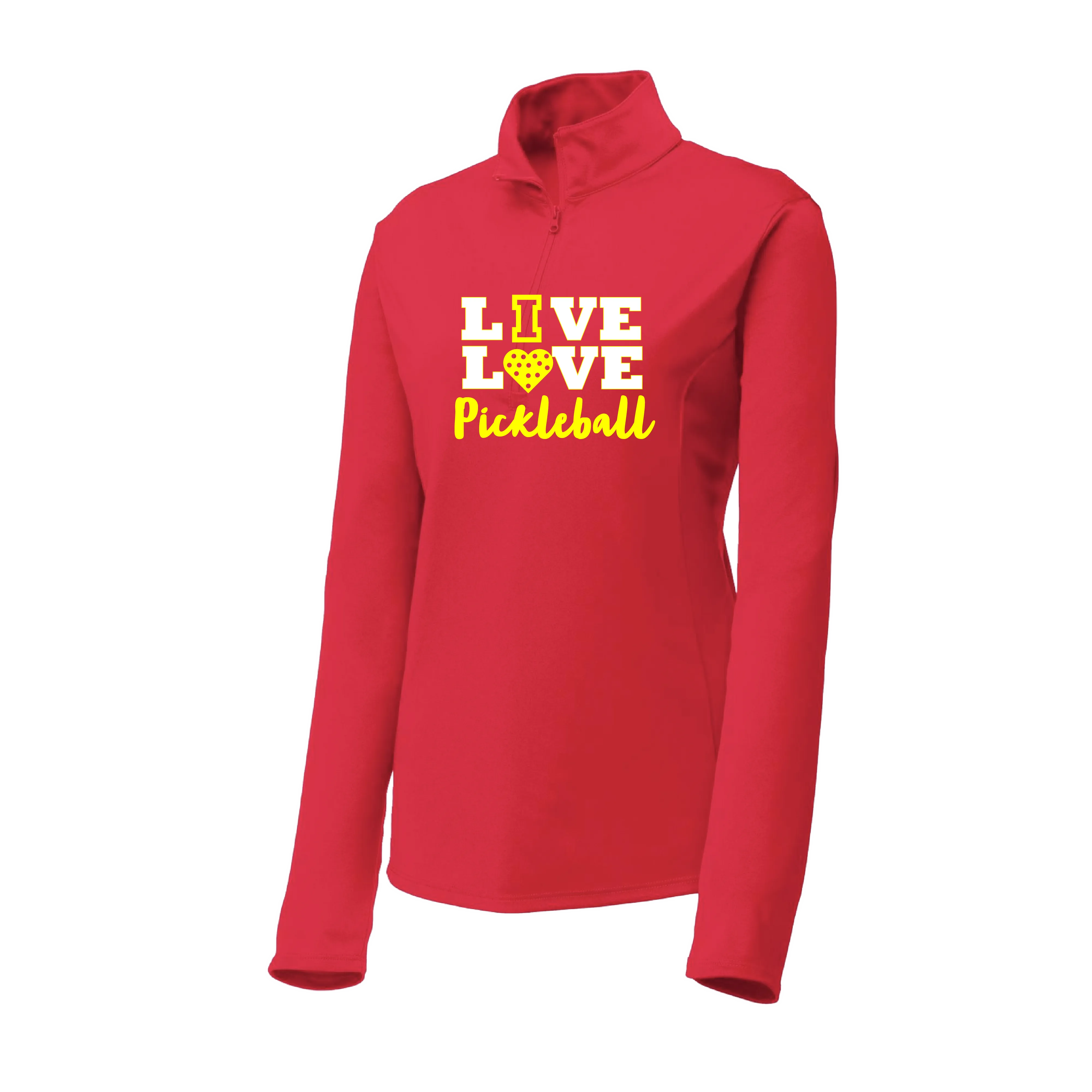 Live Love Pickleball | Women’s 1/4 Zip Pullover Athletic Shirt | 100% Polyester