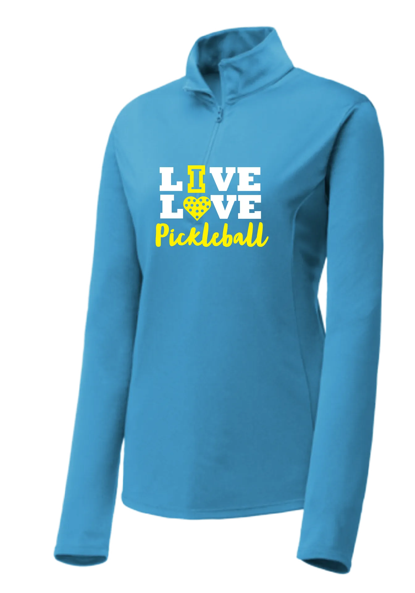 Live Love Pickleball | Women’s 1/4 Zip Pullover Athletic Shirt | 100% Polyester