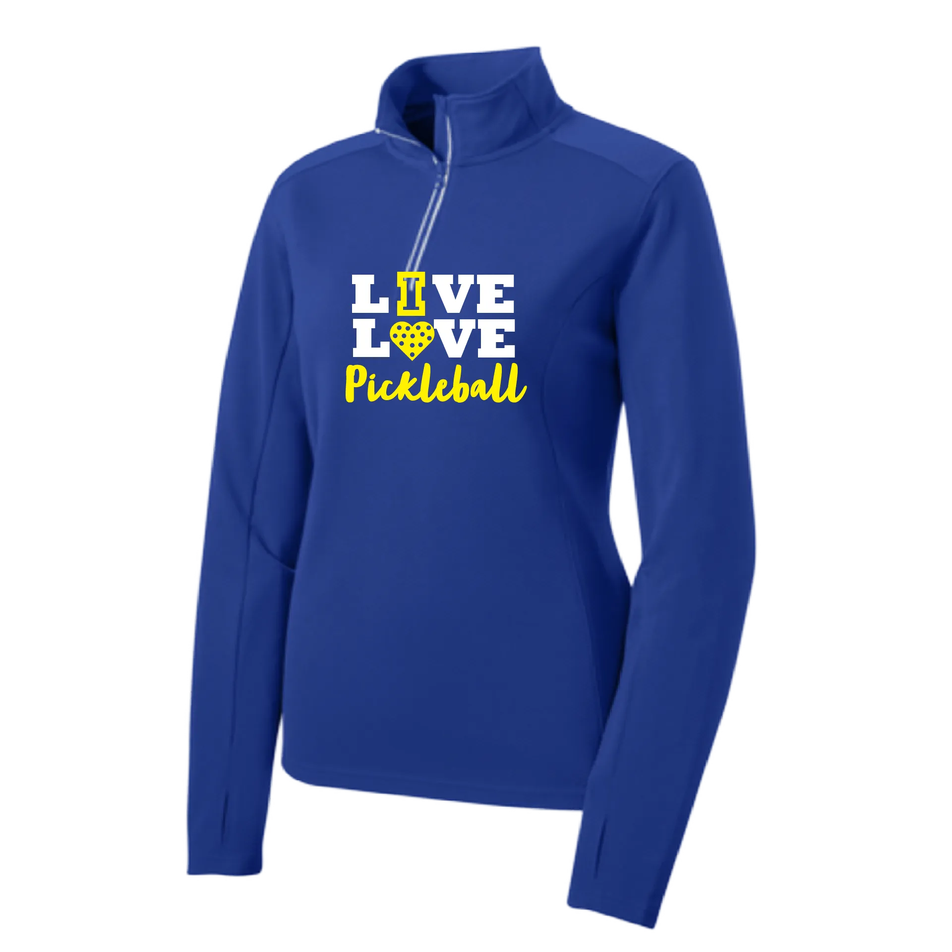 Live Love Pickleball | Women’s 1/4 Zip Pullover Athletic Shirt | 100% Polyester