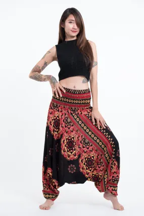 Lotus Mandalas 2-in-1 Jumpsuit Harem Pants in Black