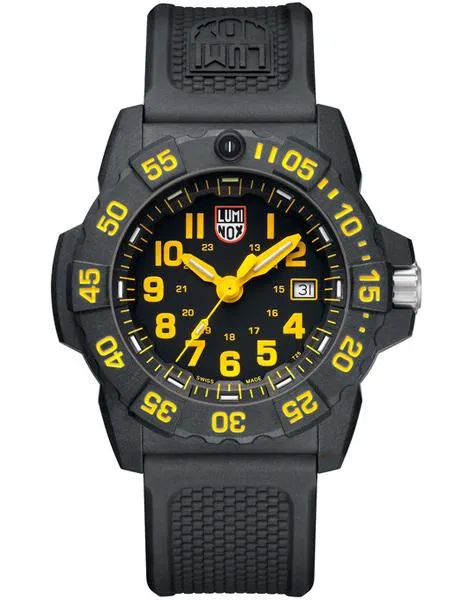 Luminox Mens Navy Seal Trident - Yellow Accents - Carbon Case - 200m - Date