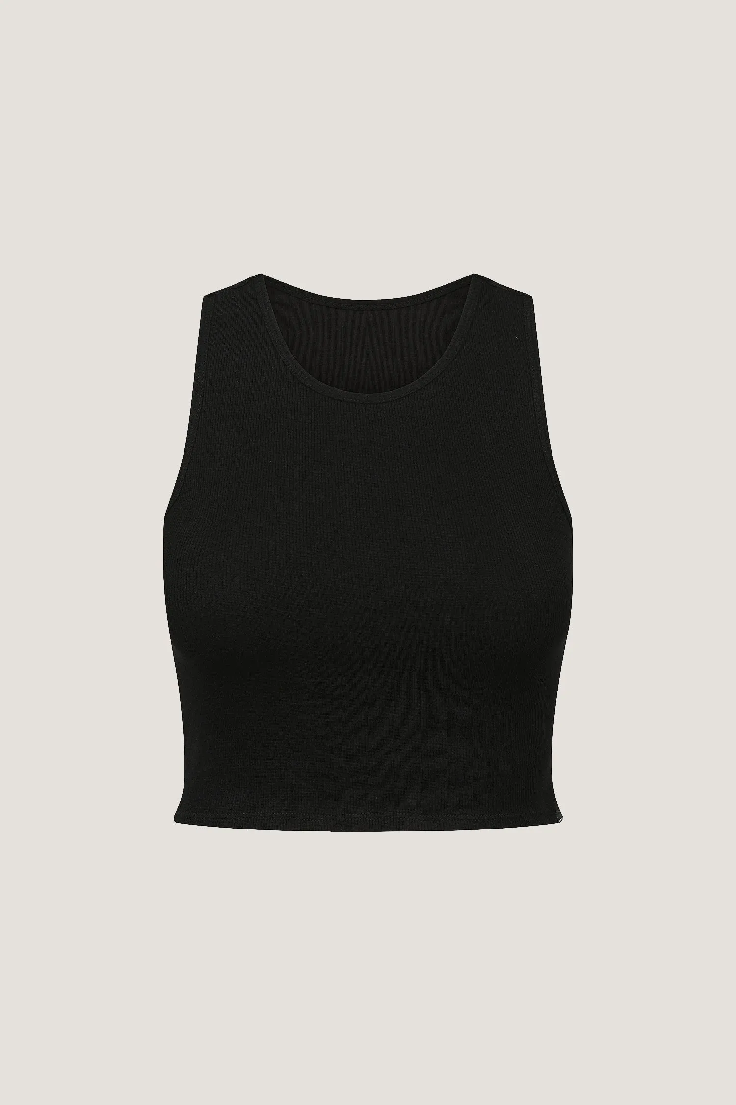 LUNA LONGLINE ORGANIC COTTON CROP - BLACK RIB