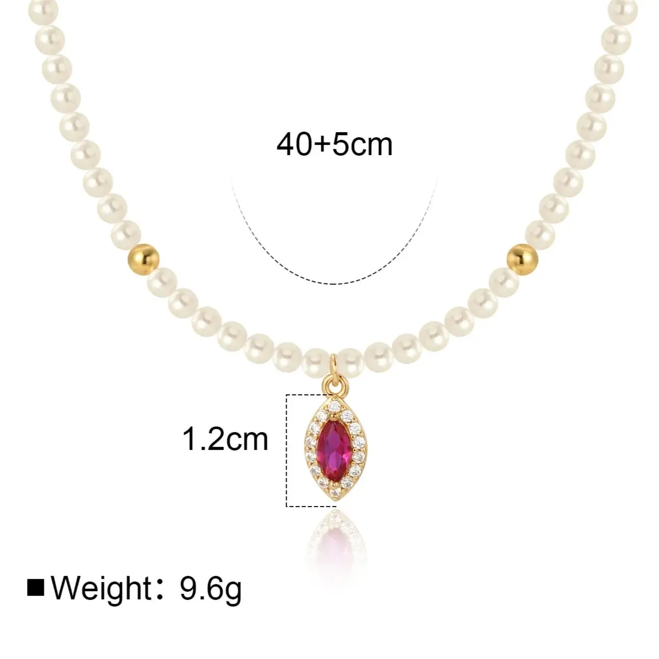 Luxe Oval Ruby Gemstone Pearl Necklace