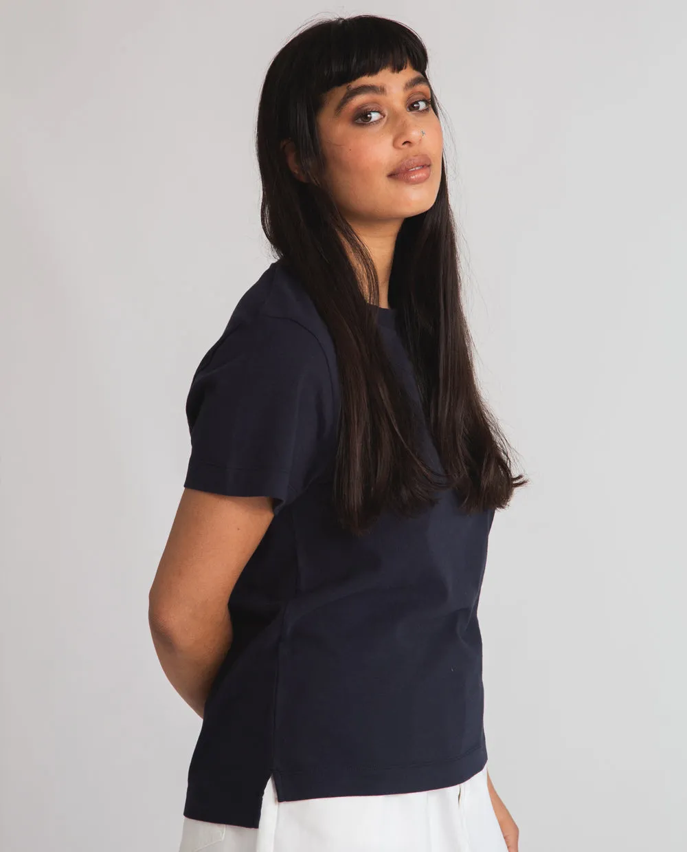 Maliah Organic Cotton Top In Navy