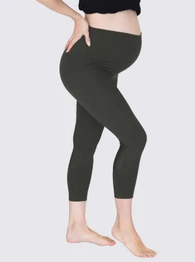 Maternity Workout 3/4 Length Legging - Khaki Green