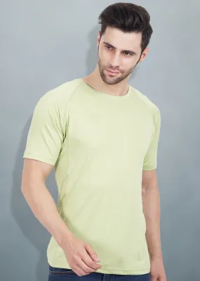 Mens Sweat in Style Round Neck Raglan sleeve T-shirt - Pista Green