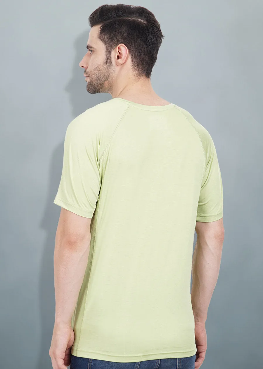 Mens Sweat in Style Round Neck Raglan sleeve T-shirt - Pista Green