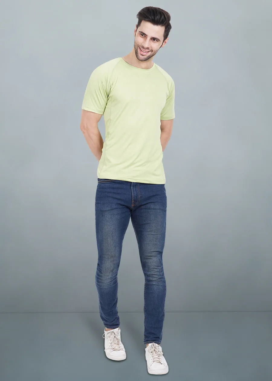 Mens Sweat in Style Round Neck Raglan sleeve T-shirt - Pista Green