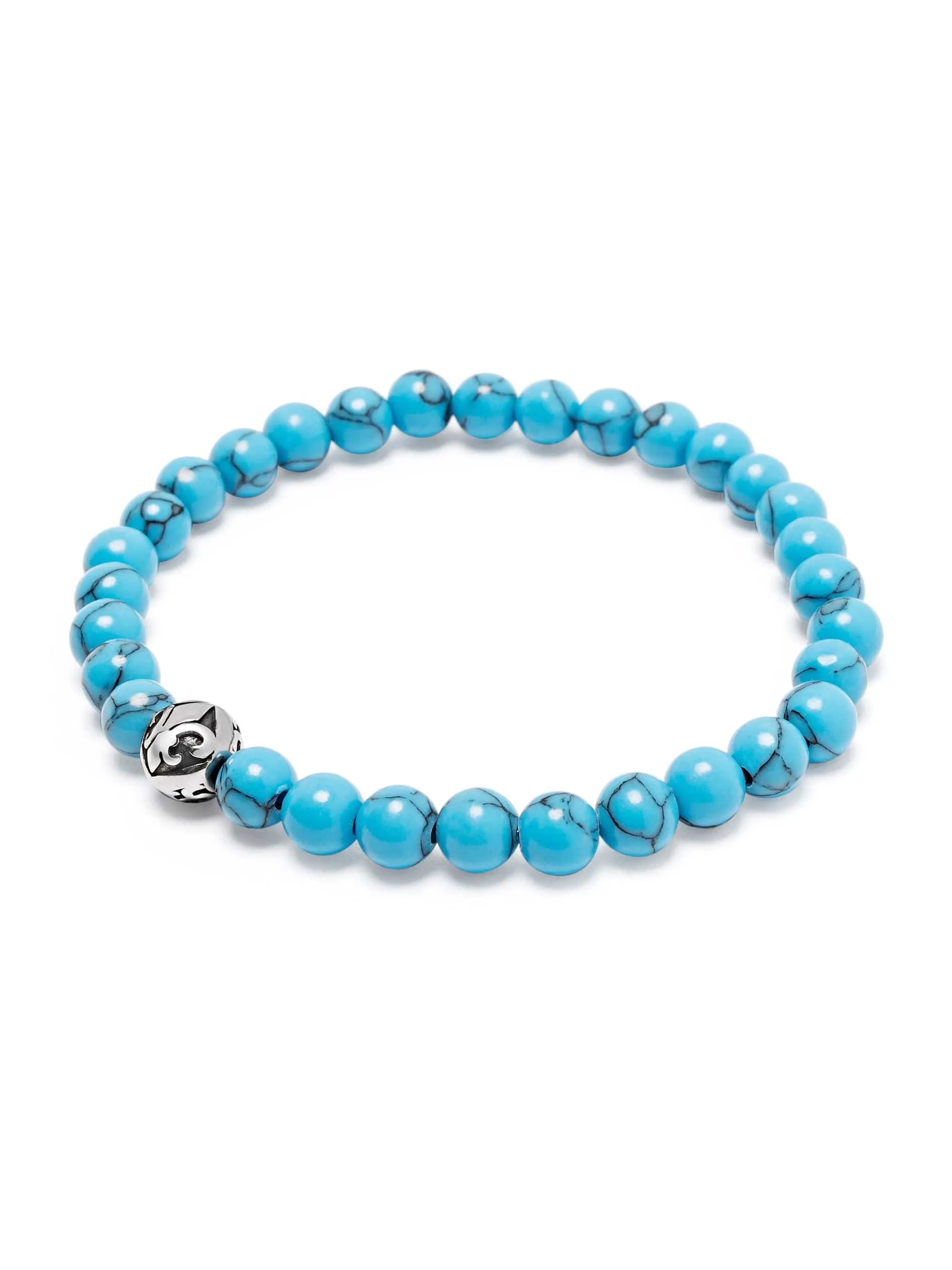 Men's Wristband with Turquoise and Silver