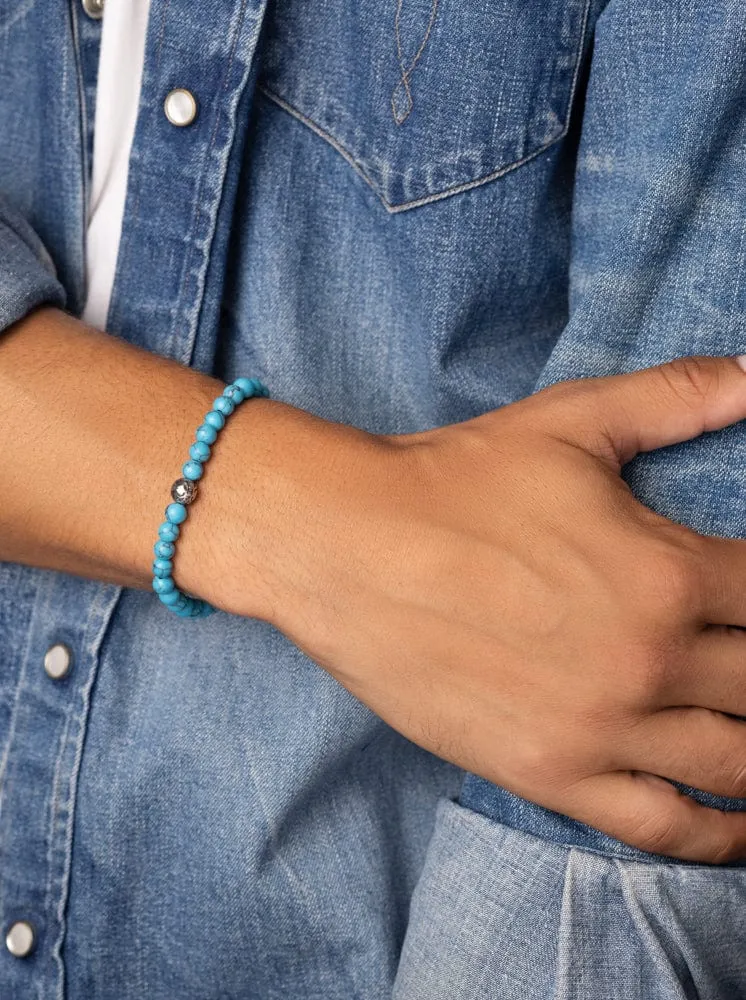 Men's Wristband with Turquoise and Silver