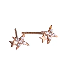 Mila Double Star Stud Earrings - Pink