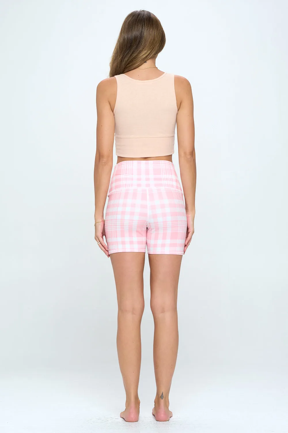 Mila Shorts - Pink Plaid 5" (High-Waist) - LIMITED EDITION