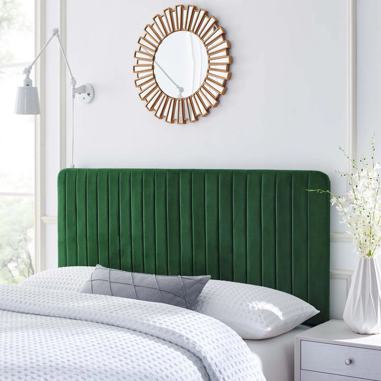 Milenna Channel Tufted Performance Velvet Headboard