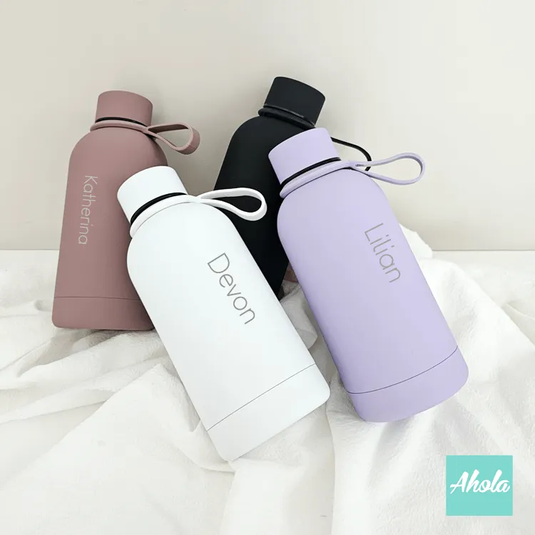 【Mivid】Engraved Name Stainless Steel Hot or Cold Matte Bottle with Loop Handle 刻名不鏽鋼保冷/保温連手環樽