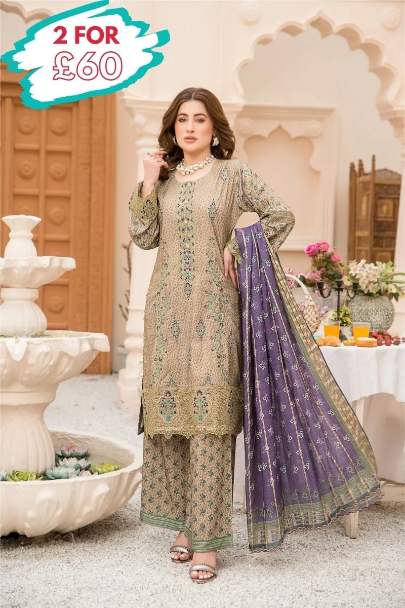 Munira Linen 3 Piece Suit MUN555