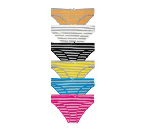 Nabtos Women's Cotton Underwear Orange Bikini Stripes Panties (Pack of 6)