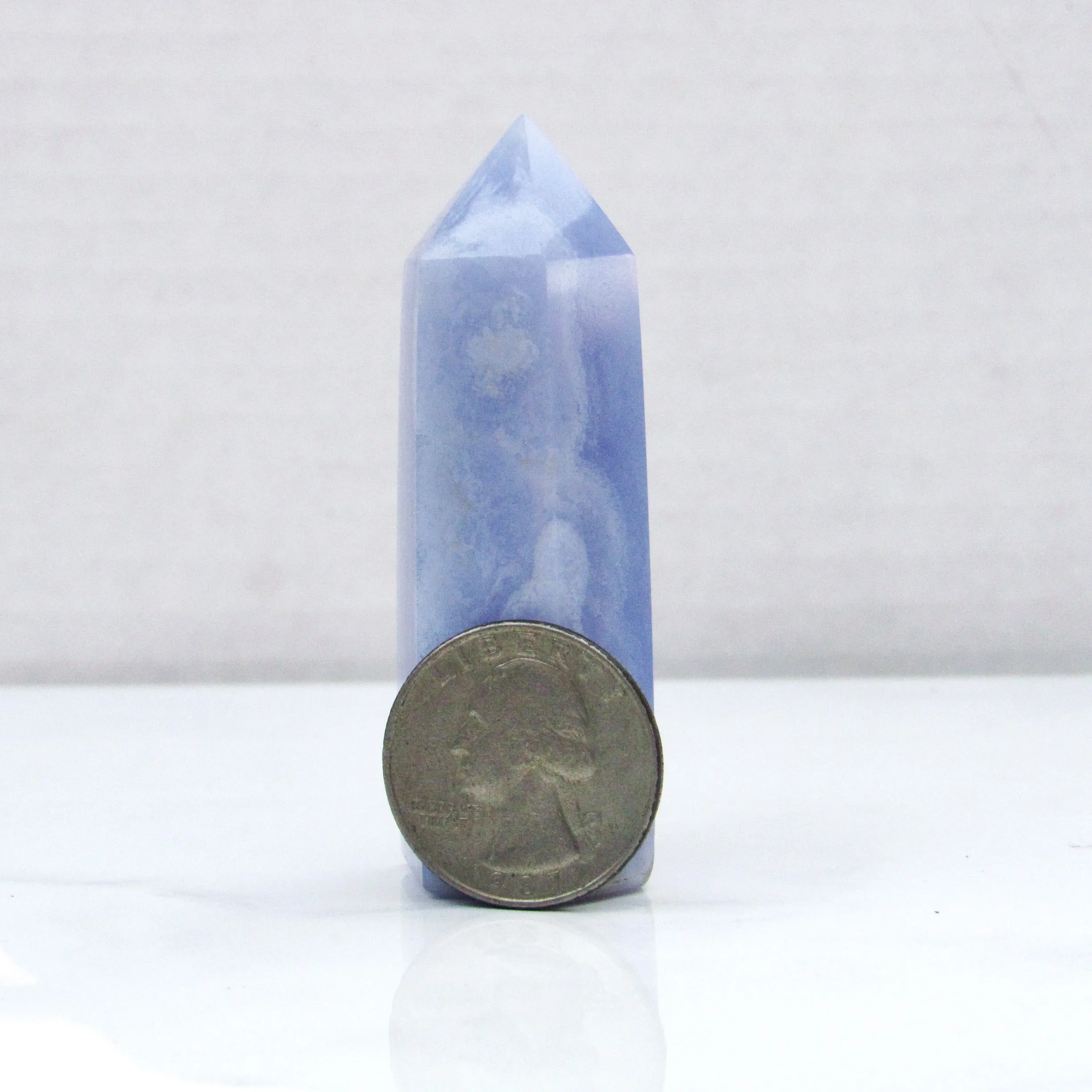 Natural Blue Lace Agate gemstone healing Wand