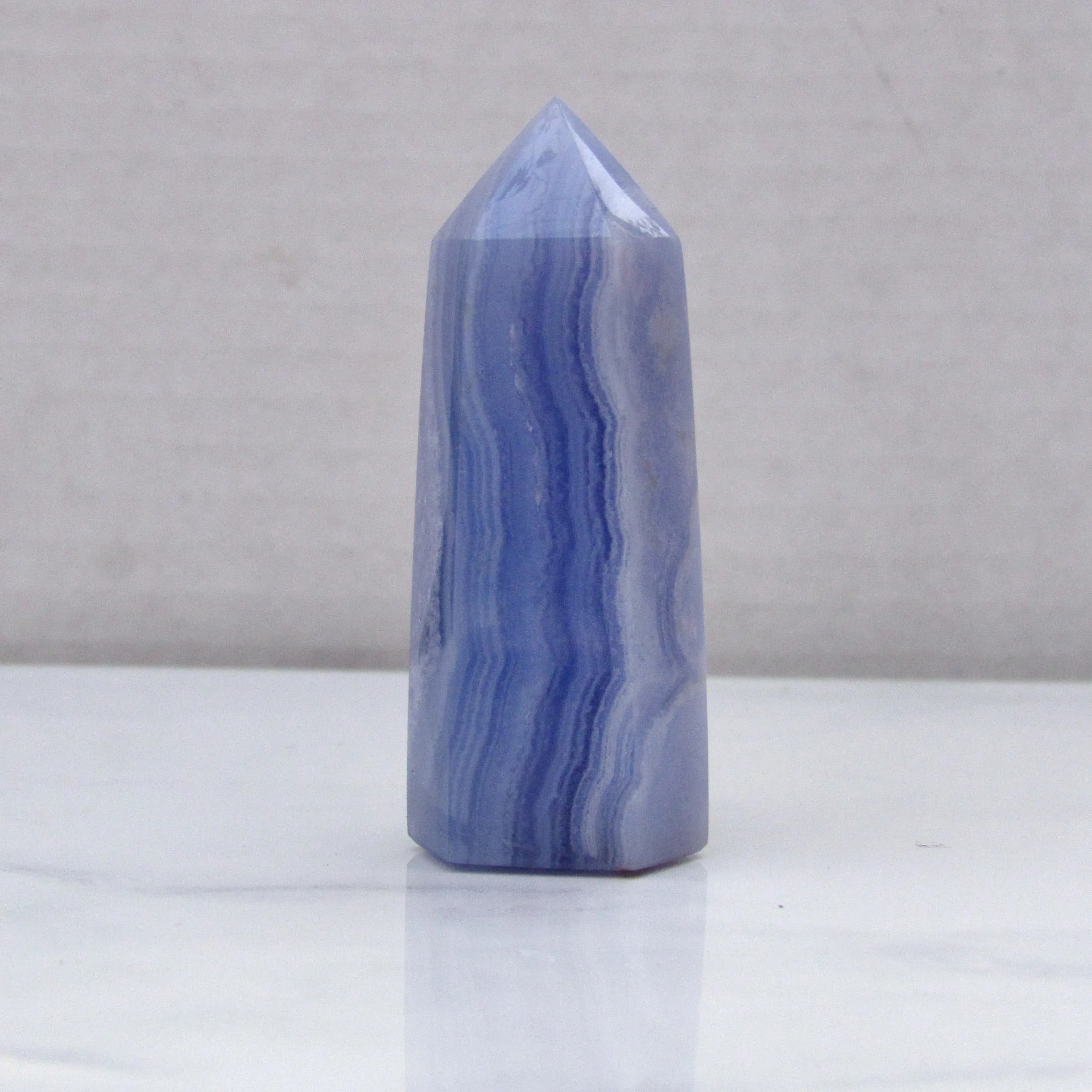 Natural Blue Lace Agate gemstone healing Wand