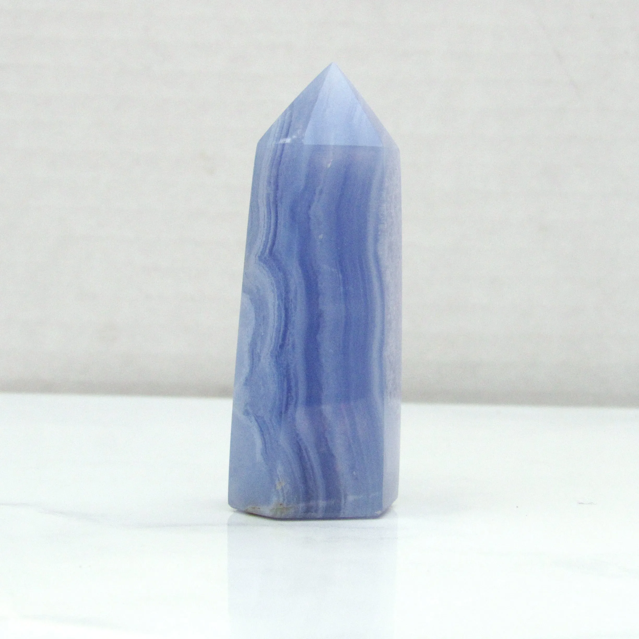 Natural Blue Lace Agate gemstone healing Wand