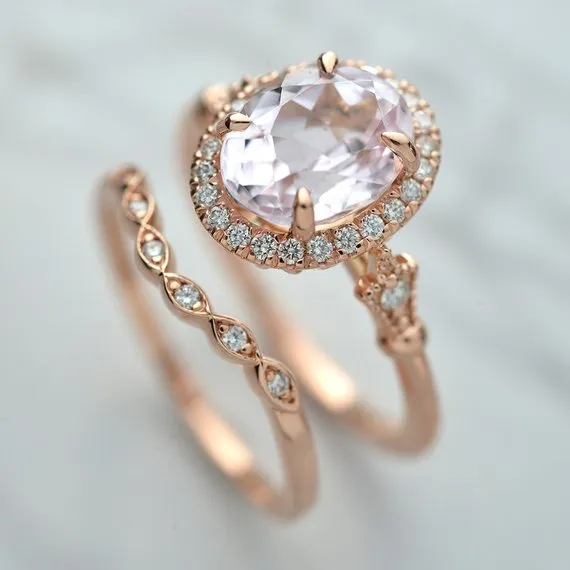 Natural Pink Morganite - Aqua Marine Jazzlyn oval halo engagement ring