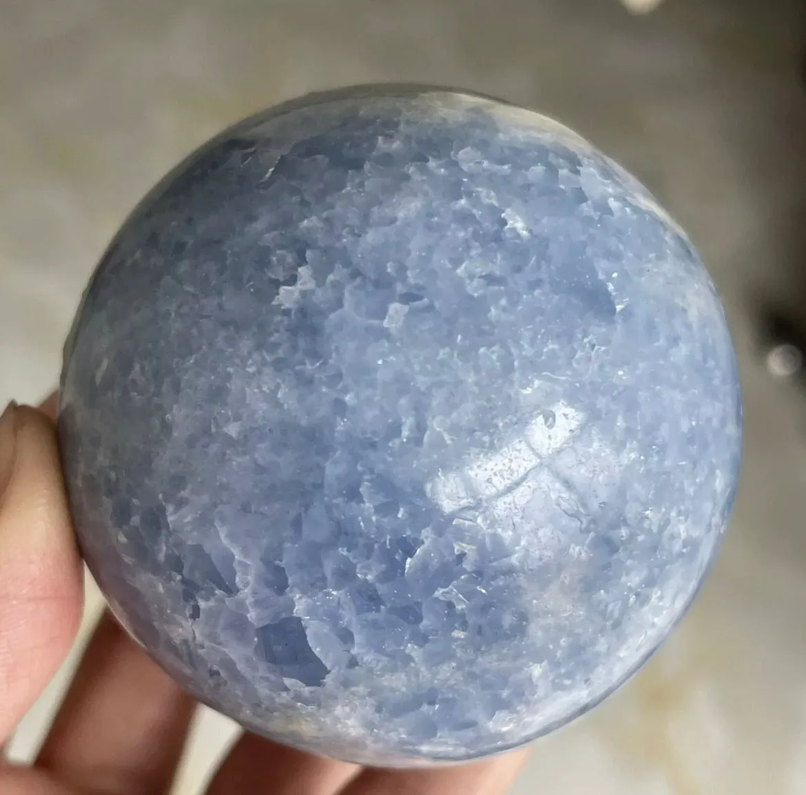 Natural Polished Blue Celestite gemstone Sphere