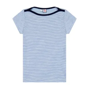 Nina Cap Sleeve Bateau Tee Blue Chambray