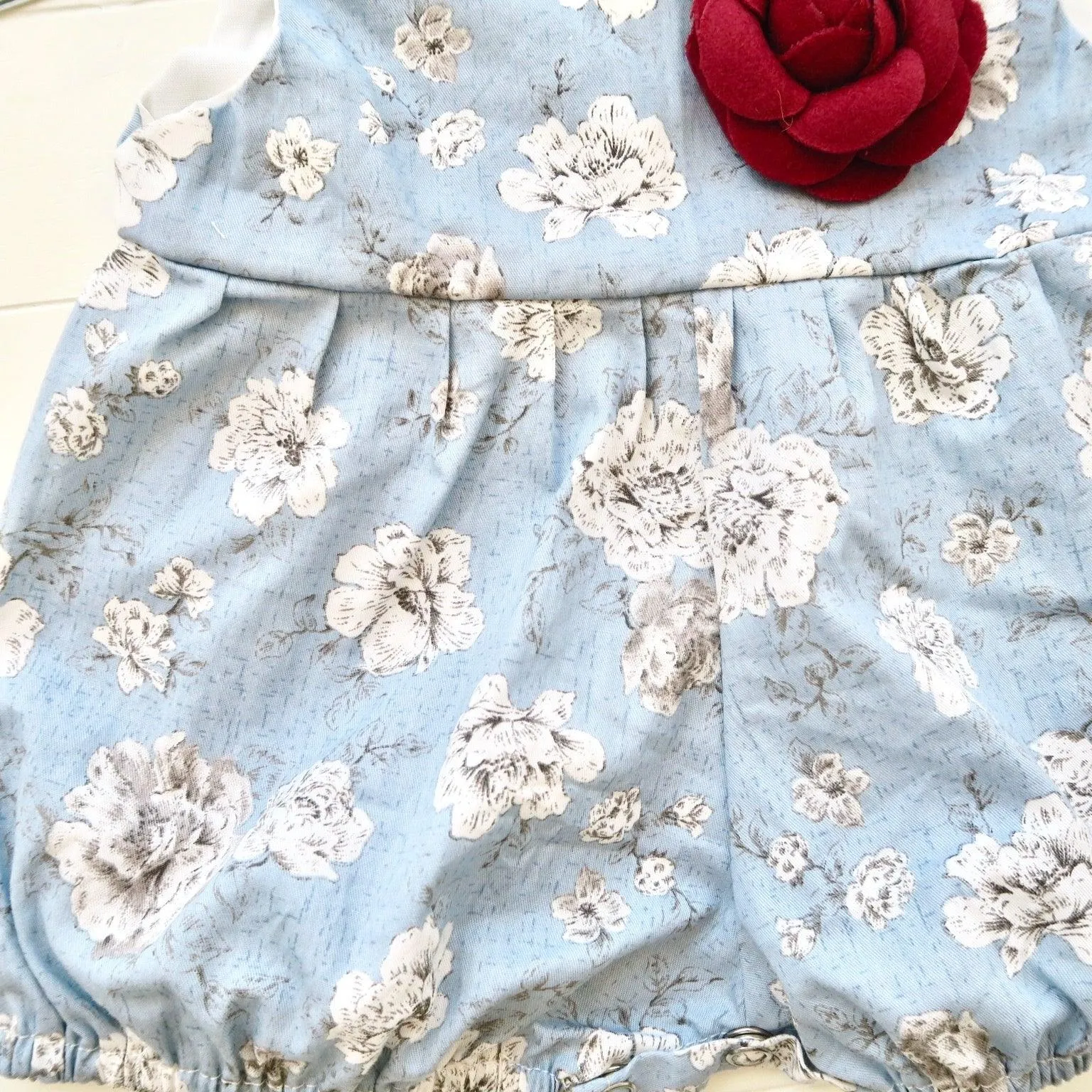 Orchid Playsuit in Cotton Flower Blue Print