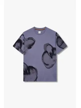 Orchid Print Cotton T Shirt Violet