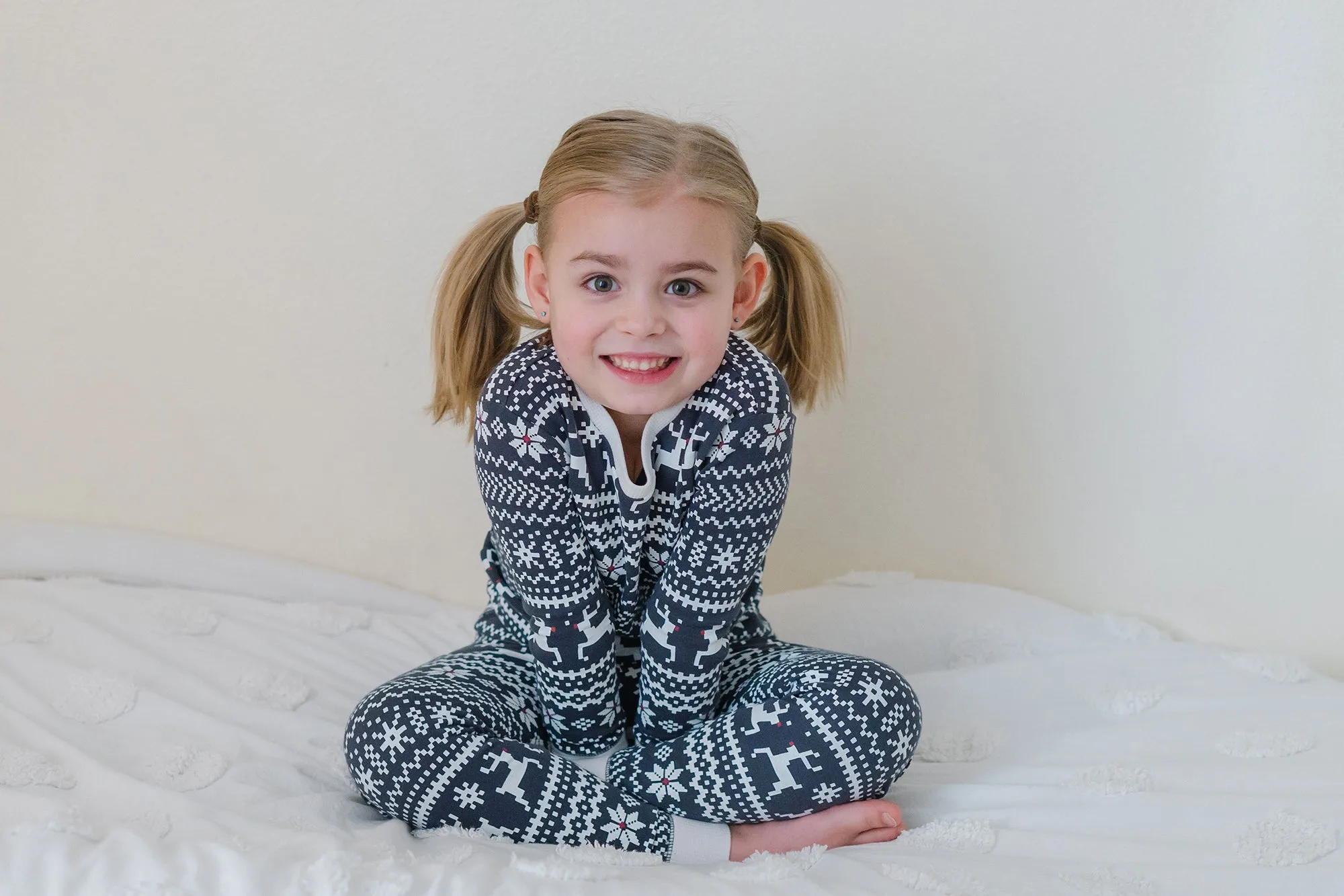 Organic Holiday Kids' PJ & Cap Set in Rudolph