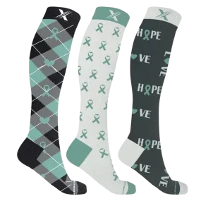 Ovarian Cancer Awareness - Love & Hope Socks (3-Pairs)