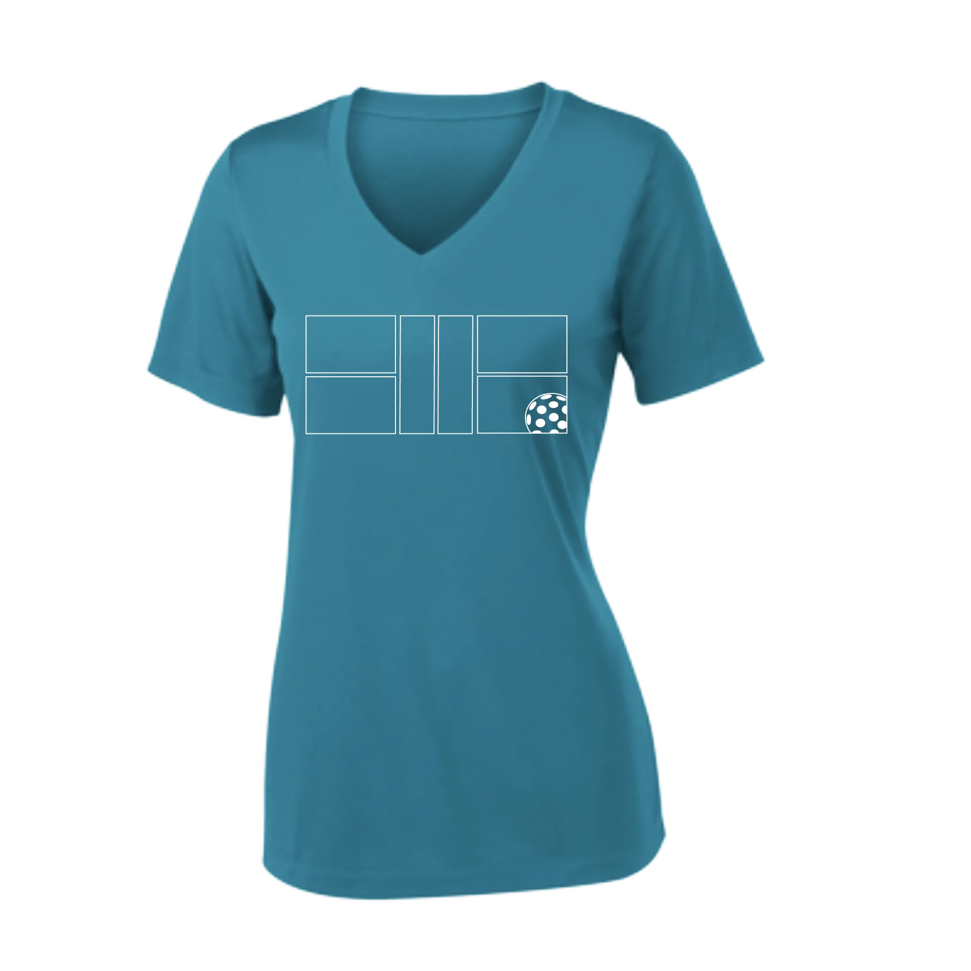 Pickleball Court | Women's Short Sleeve V-Neck Pickleball Shirts | 100% Polyester