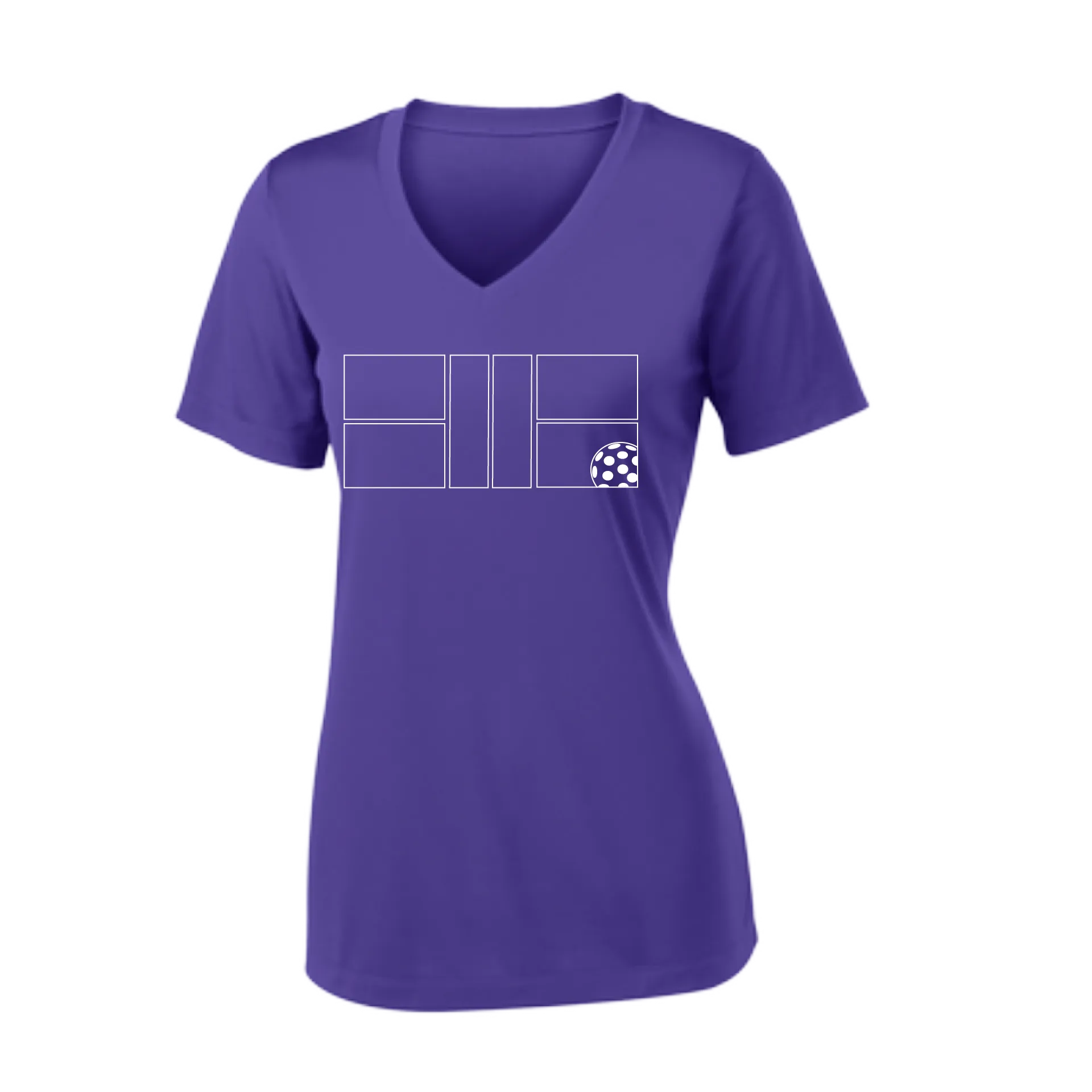 Pickleball Court | Women's Short Sleeve V-Neck Pickleball Shirts | 100% Polyester