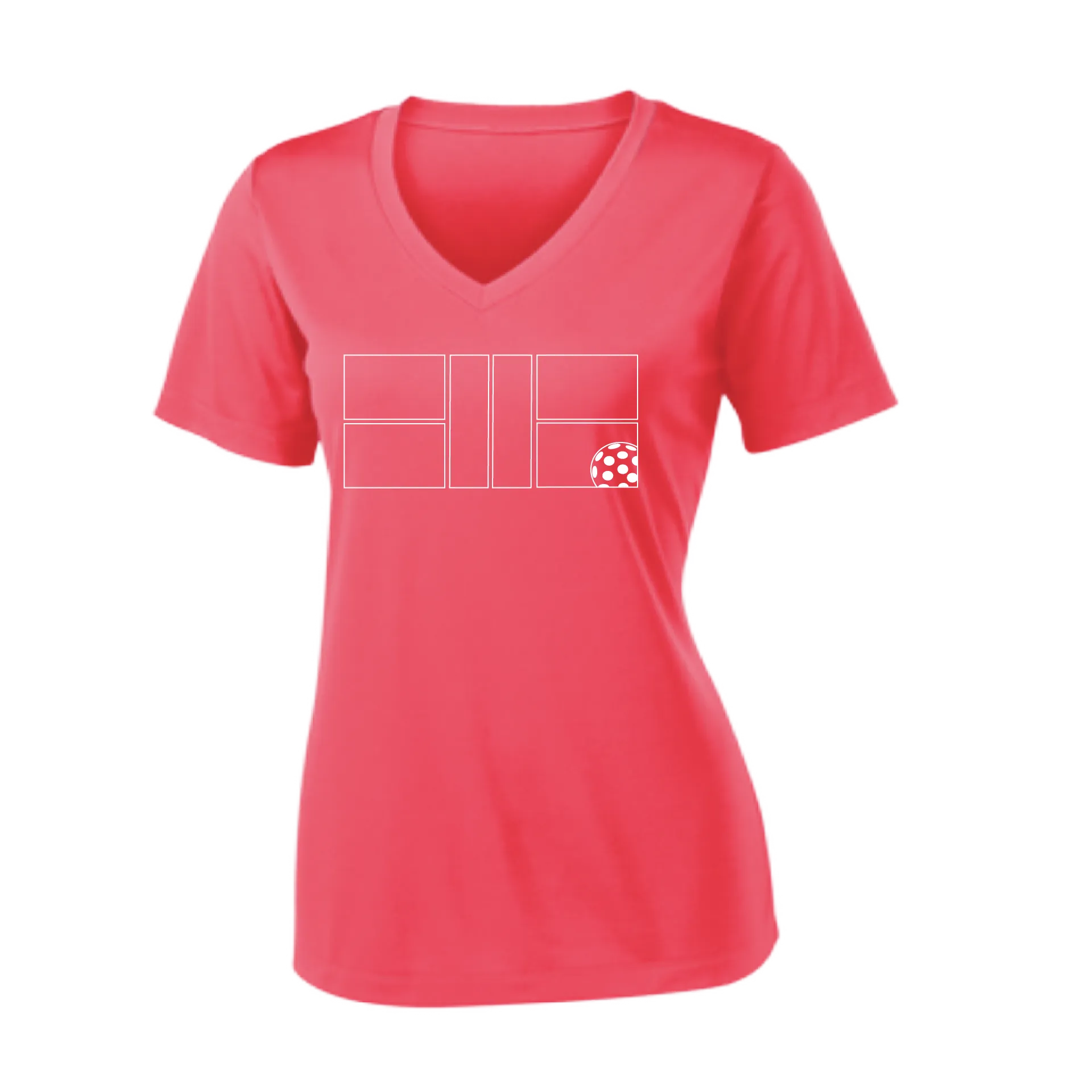 Pickleball Court | Women's Short Sleeve V-Neck Pickleball Shirts | 100% Polyester