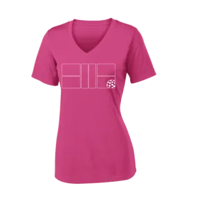 Pickleball Court | Women's Short Sleeve V-Neck Pickleball Shirts | 100% Polyester