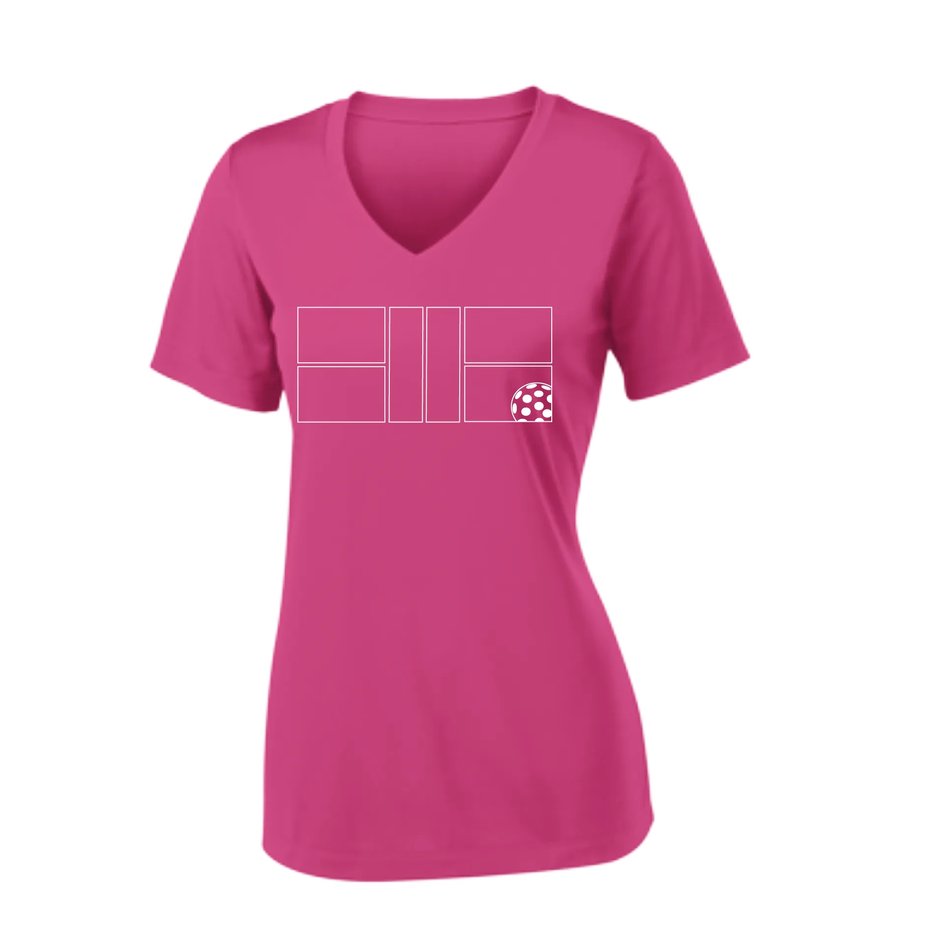 Pickleball Court | Women's Short Sleeve V-Neck Pickleball Shirts | 100% Polyester