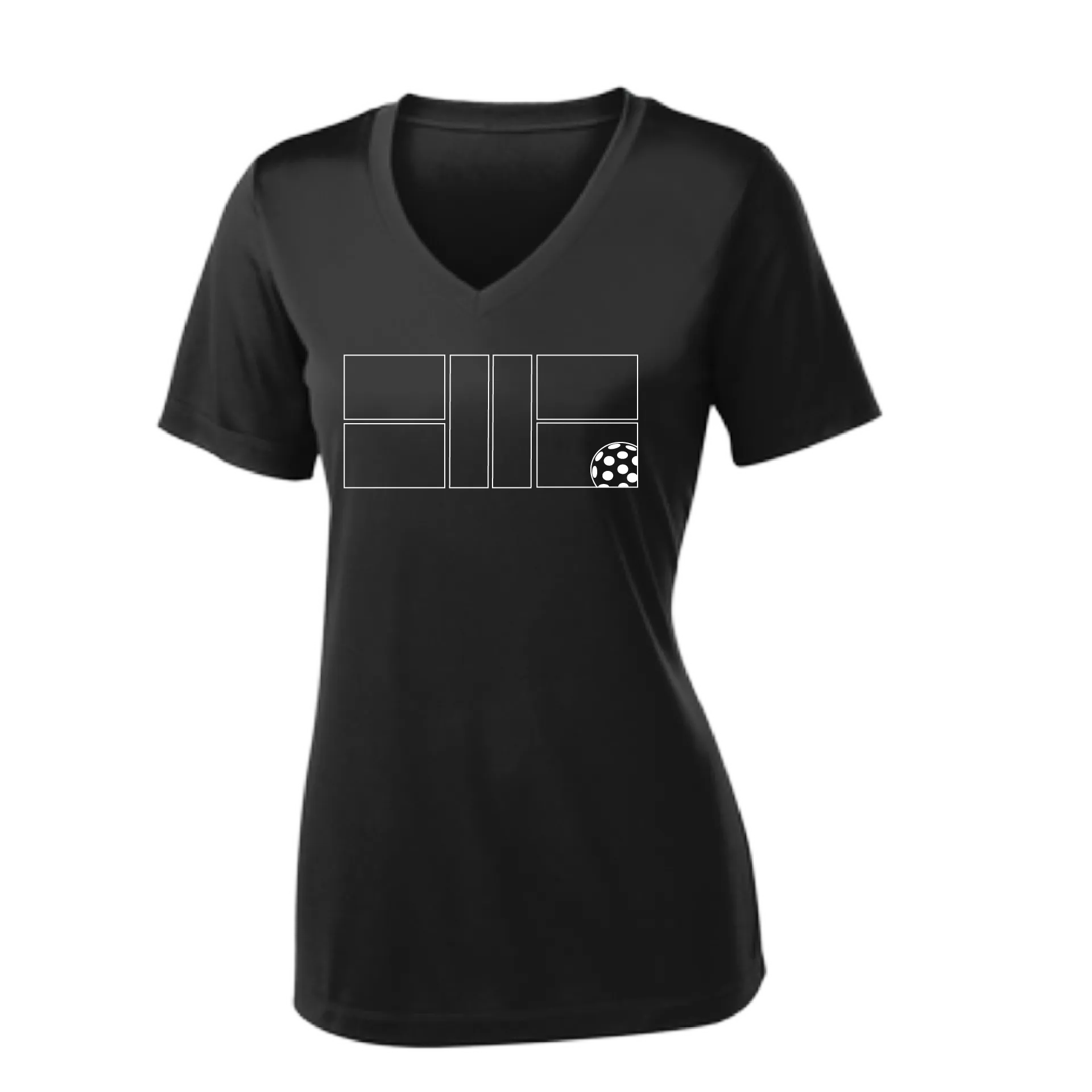 Pickleball Court | Women's Short Sleeve V-Neck Pickleball Shirts | 100% Polyester