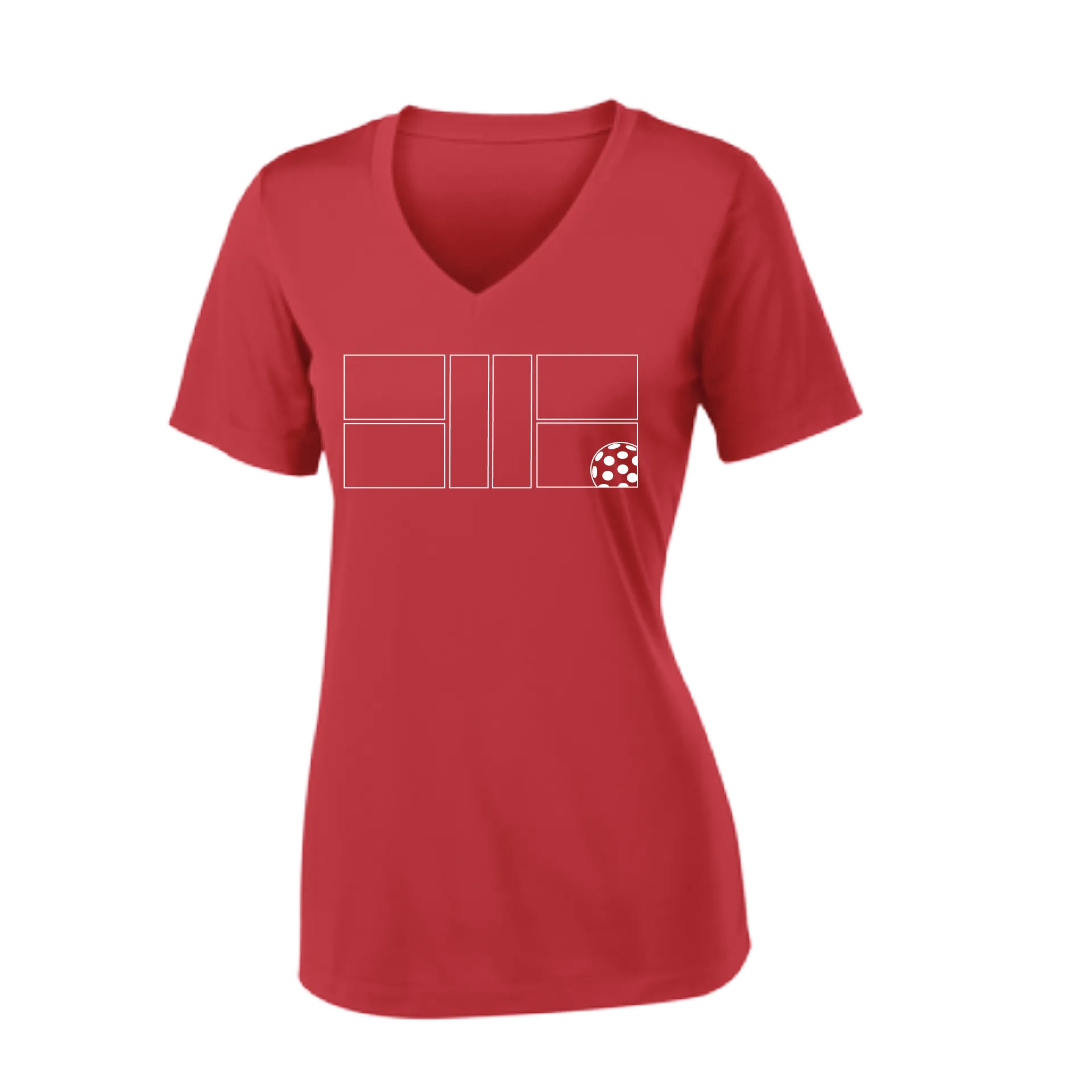 Pickleball Court | Women's Short Sleeve V-Neck Pickleball Shirts | 100% Polyester