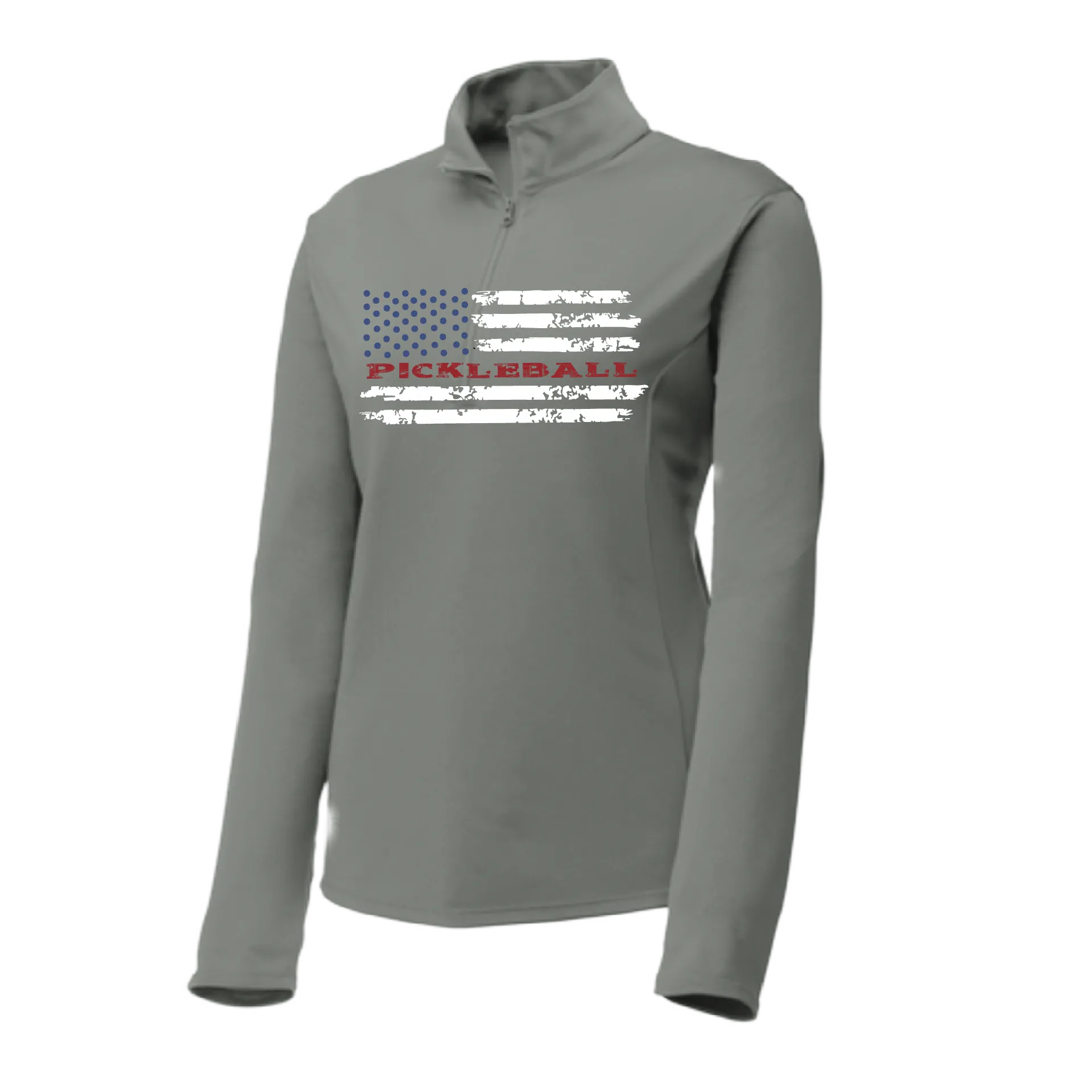 Pickleball Flag Horizontal (Customizable) | Women’s 1/4 Zip Pullover Athletic Shirt | 100% Polyester