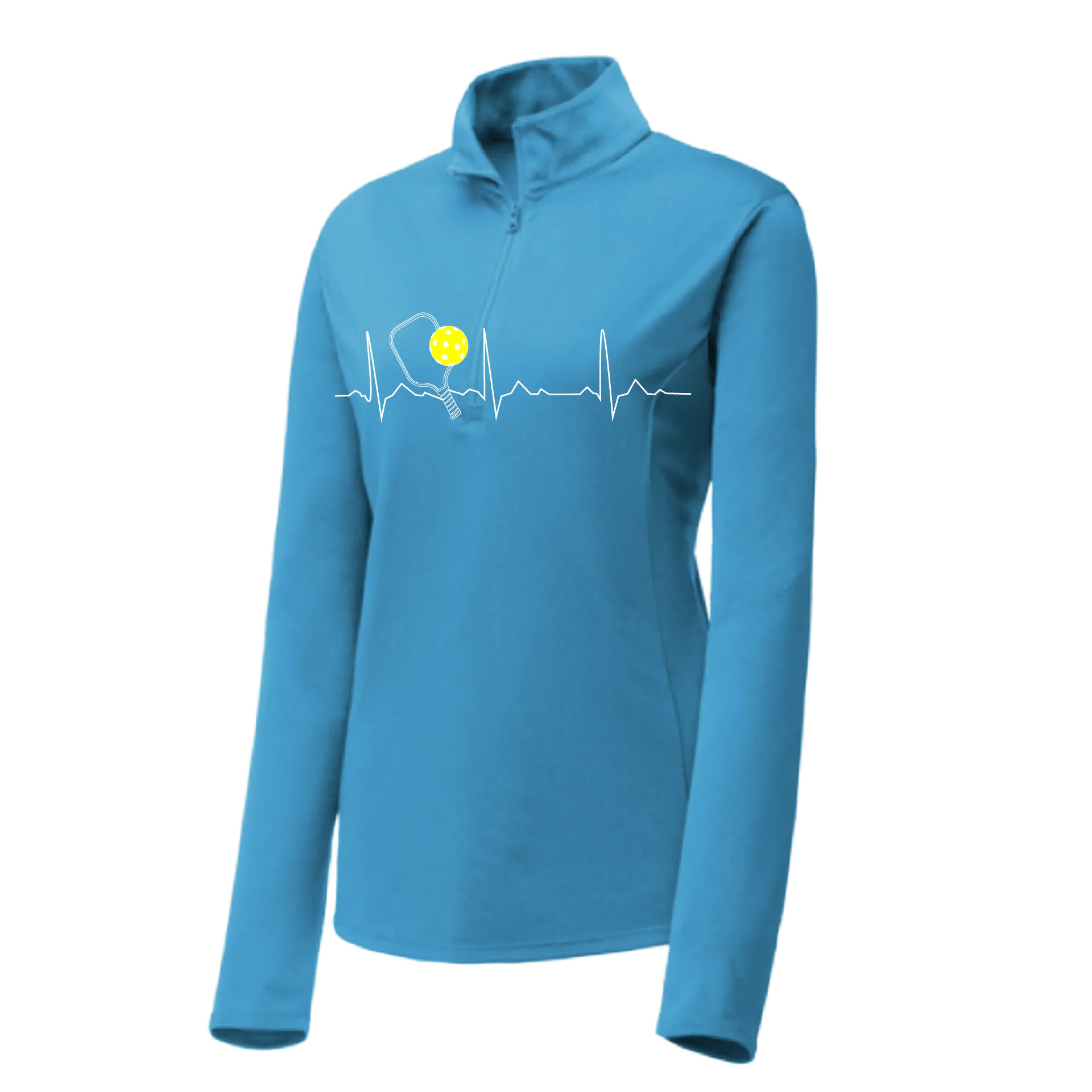 Pickleball Heartbeat EKG (Customizable) | Women's 1/4 Zip Pullover Athletic Shirt | 100% Polyester