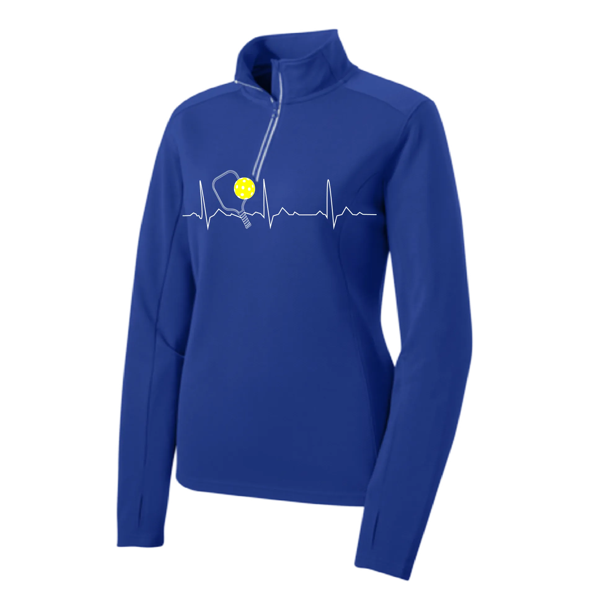 Pickleball Heartbeat EKG (Customizable) | Women's 1/4 Zip Pullover Athletic Shirt | 100% Polyester