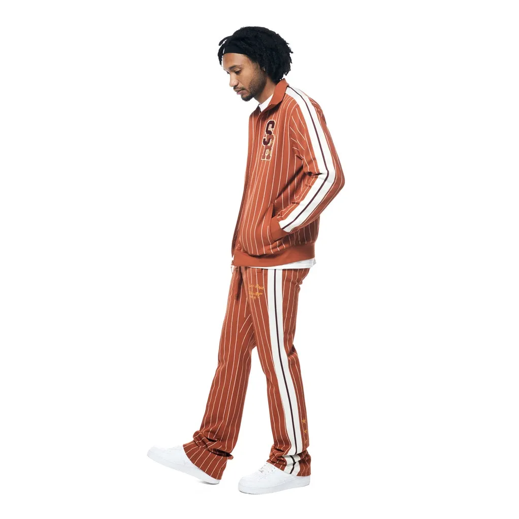 Pin Striped Varsity Track Pants - Cinnamon