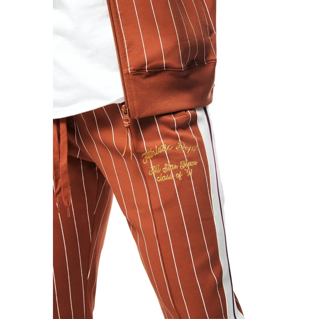 Pin Striped Varsity Track Pants - Cinnamon