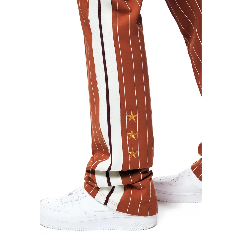 Pin Striped Varsity Track Pants - Cinnamon