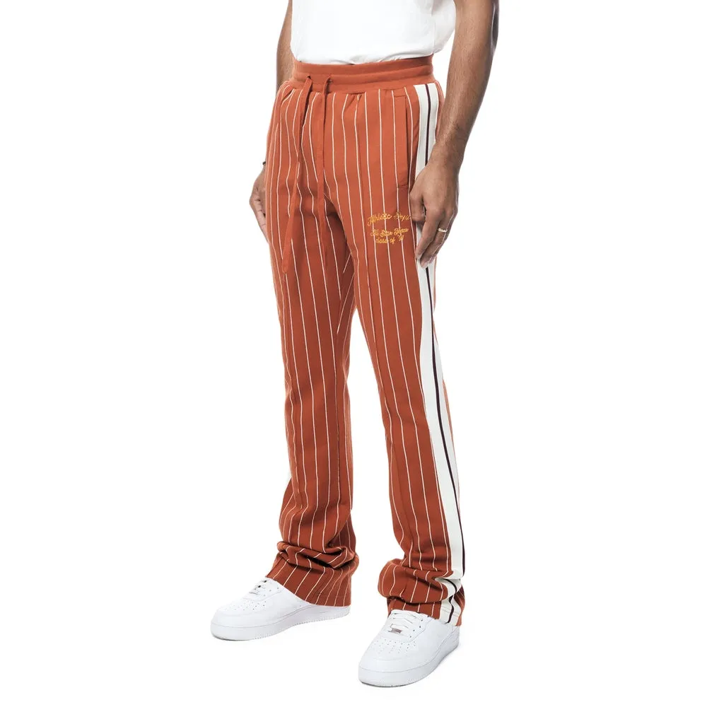 Pin Striped Varsity Track Pants - Cinnamon