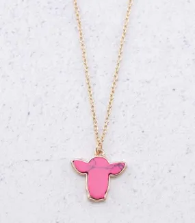 Pink steer necklace