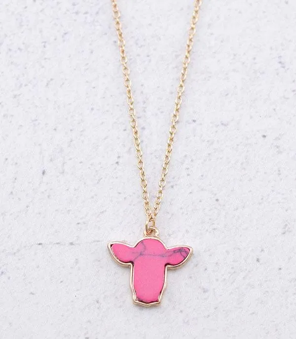 Pink steer necklace