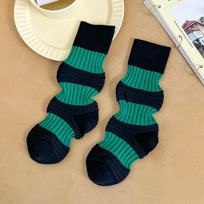 Pleated Contrast Color Lantern Socks